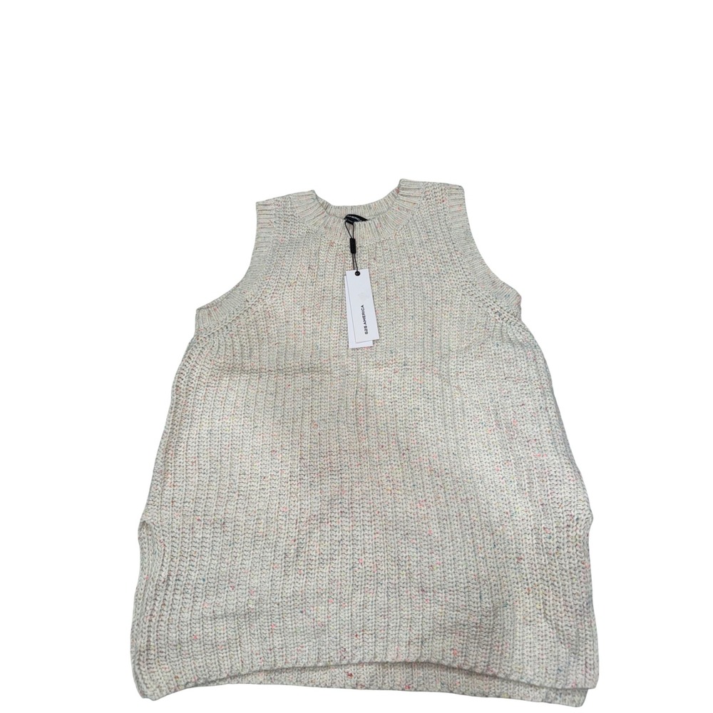 525 America Confetti Knit Sleeveless Sweater Vest Top Womens M White